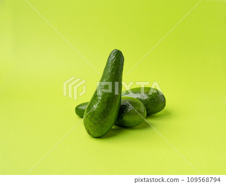 Avocado Isolated, Whole Avokado, Green Avocados Slice, Fresh Alligator Pear, Long Avocado Fruit Avocado Isolated, Whole Avokado, Green Avocados Slice, Fresh Alligator Pear, Long Avocado Fruit 109568794