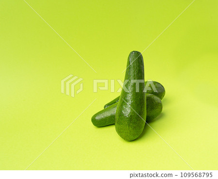 Avocado Isolated, Whole Avokado, Green Avocados Slice, Fresh Alligator Pear, Long Avocado Fruit Avocado Isolated, Whole Avokado, Green Avocados Slice, Fresh Alligator Pear, Long Avocado Fruit 109568795