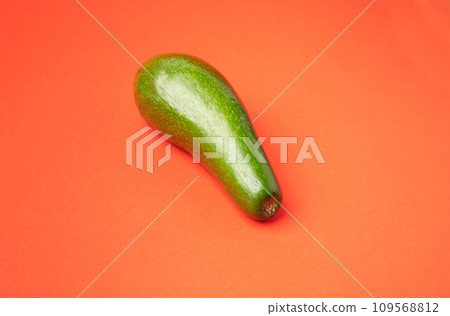 Avocado Isolated, Whole Avokado, Green Avocados Slice, Fresh Alligator Pear, Long Avocado Fruit 109568812