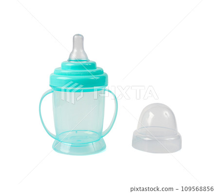 Baby Cup, Blue Baby Bottle with Pacifier, Little Children Equipment, Plastic Children's Sippy Drinking Cup 109568856