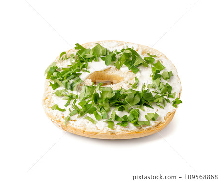 Bagel, Round Bread Bun, Wheat Bakery with Grains And Seeds for Breakfast, Plain Circle Bagel Bread 109568868