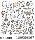 Set for Valentine s Day. Elements for design. doodle illustration in flat style. Isolated background 109569367