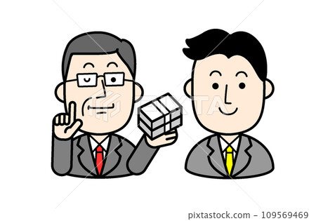 Simple character illustration Politician accepting bribe Simple character illustration Politician accepting bribe 109569469