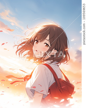 Profile female student illustration colorful AI image 109569653