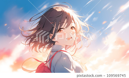 Profile female student illustration colorful AI image 109569745