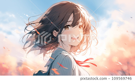 Profile female student illustration colorful AI image Profile female student illustration colorful AI image 109569746