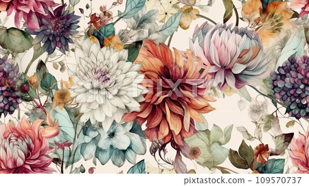 AI-generated content. vintage flowers background 109570737
