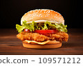 Delicious big chicken burger closeup 109571212