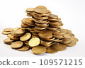 Stack of coins isolated on white background 109571215