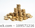 Stack of coins isolated on white background 109571216