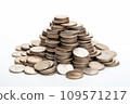 Stack of coins isolated on white background 109571217