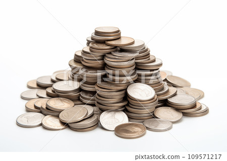 Stack of coins isolated on white background 109571217
