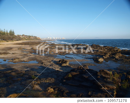 The rocky beach of Mooloolaba, Queensland, Sunshine Coast, Australia in the morning. The rocky beach of Mooloolaba, Queensland, Sunshine Coast, Australia in the morning. 109571278