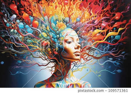 Seamless integration of mind and cognition, portraying intricate neural connections in a visually appealing and harmonious manner 109571361