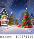 New Year's holidays in a small town, created with the help of generative ai illustration. 109571415
