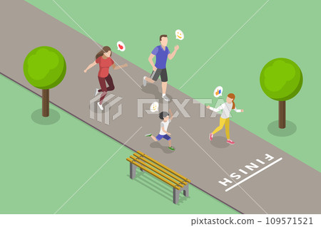 3D Isometric Flat Vector Illustration of Family Run 109571521