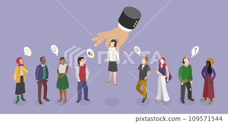 3D Isometric Flat Vector Illustration of Search Employer 109571544