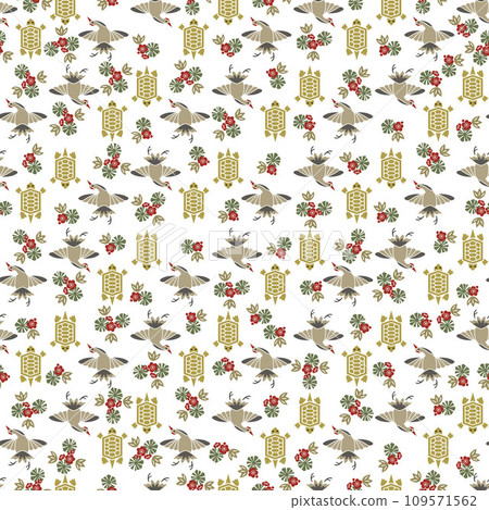 Crane and turtle seamless pattern, textiles, wallpaper, wrapping paper, occasions, events, amulets, Japanese miscellaneous goods, health prayers, health. 109571562