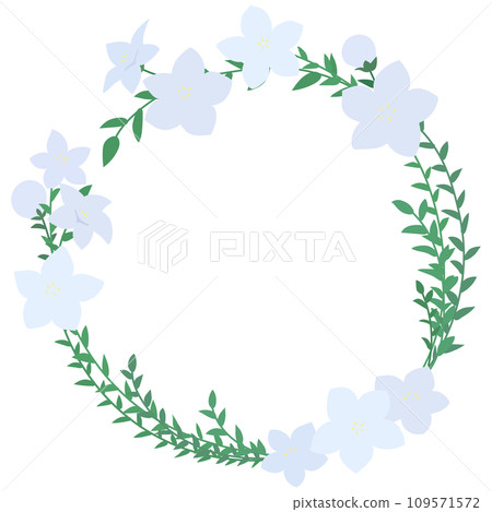 White bellflower round frame 109571572