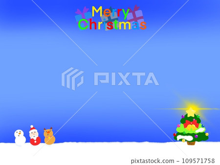 與雪人和聖誕樹的背景框架 與雪人和聖誕樹的背景框架 109571758