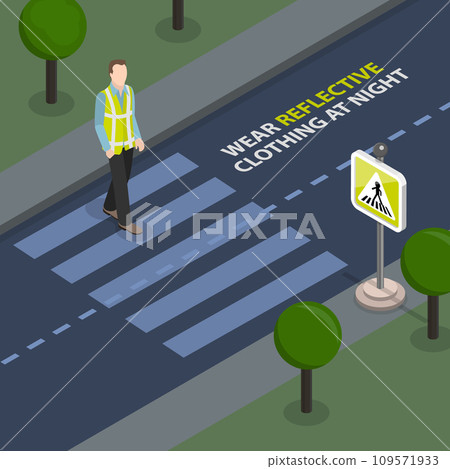 3D Isometric Flat Vector Illustration of Safety Crosswalk 3D Isometric Flat Vector Illustration of Safety Crosswalk 109571933