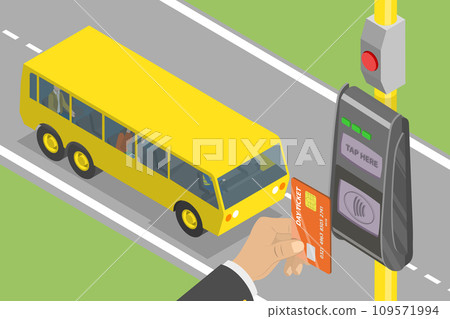3D Isometric Flat Vector Illustration of Card Ticket Validation 109571994
