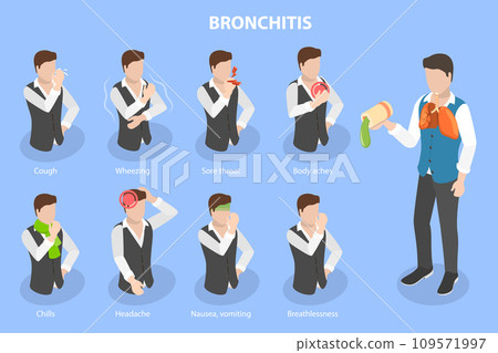3D Isometric Flat Vector Illustration of Bronchitis 3D Isometric Flat Vector Illustration of Bronchitis 109571997