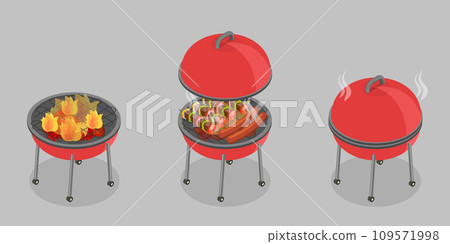 3D Isometric Flat Vector Illustration of Barbecue Cooking 109571998