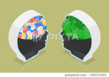 3D Isometric Flat Vector Illustration of Marijuana Medical Use 109572003