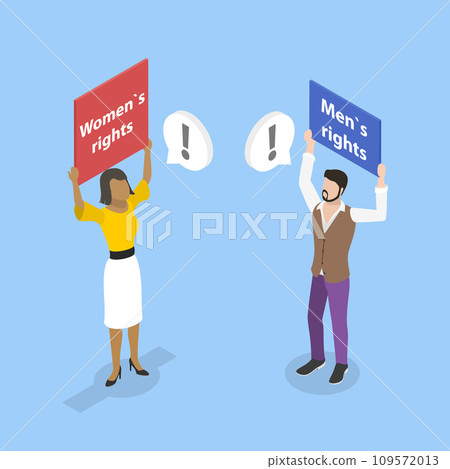 3D Isometric Flat Vector Illustration of Gender Conflict 109572013