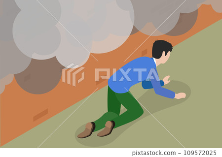 3D Isometric Flat Vector Illustration of Fire Safety Activity 109572025