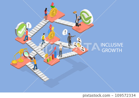 3D Isometric Flat Vector Illustration of Inclusive Growth 109572334