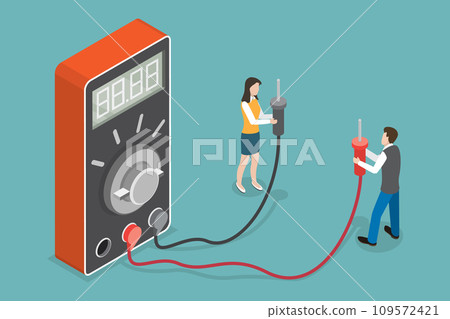 3D Isometric Flat Vector Illustration of Digital Multimeter 109572421