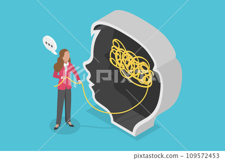 3D Isometric Flat Vector Illustration of Child Psychologist 109572453