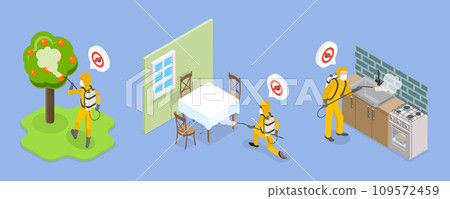 3D Isometric Flat Vector Illustration of Pest Control Service 109572459