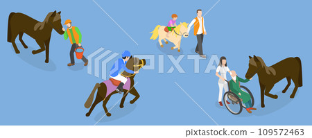 3D Isometric Flat Vector Illustration of Hippotherapy 3D Isometric Flat Vector Illustration of Hippotherapy 109572463