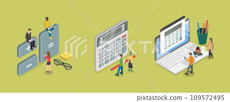 3D Isometric Flat Vector Illustration of Calculator App 3D Isometric Flat Vector Illustration of Calculator App 109572495