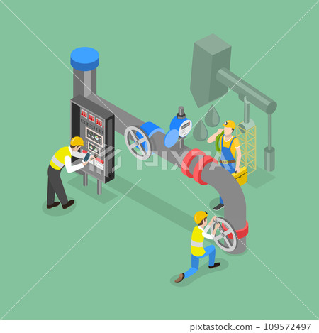 3D Isometric Flat Vector Illustration of Oil And Gas Transportation Control 109572497