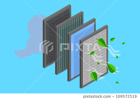 3D Isometric Flat Vector Illustration of Air Filtering 3D Isometric Flat Vector Illustration of Air Filtering 109572519