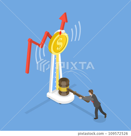 3D Isometric Flat Vector Illustration of Price Hit 109572526