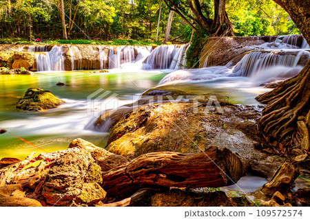 Nature Marvel The Pristine Waterfall in Saraburi Little River Stream 109572574