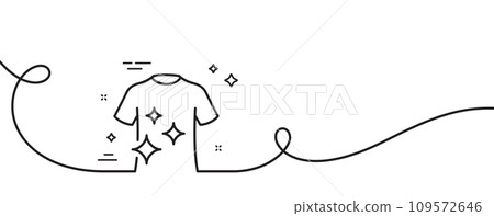Clean t-shirt line icon. Continuous one line with curl. Laundry shirt sign. Clothing cleaner symbol. Clean t-shirt single outline ribbon. Loop curve pattern. Vector 109572646