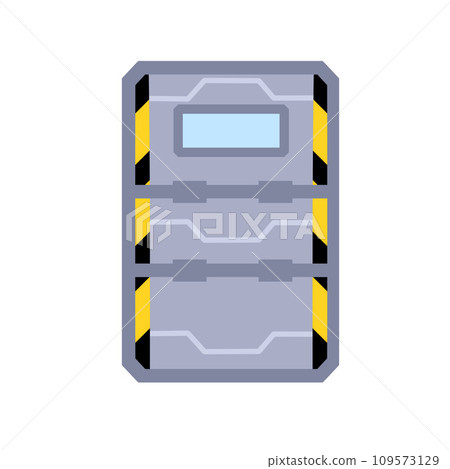 Bunker door. Protection bomb shelter, base entrance illustration. Secret military closed station. Protect gateway, steel building isolated on white background Bunker door. Protection bomb shelter, base entrance illustration. Secret military closed station. Protect gateway, steel building isolated on white background 109573129