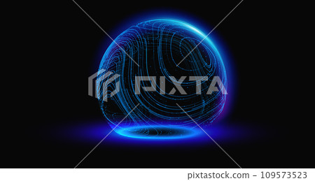 Sphere shield protect in abstract style. Virus protection bubble. Sphere lines technology background. Magic orb vector illustration. 109573523