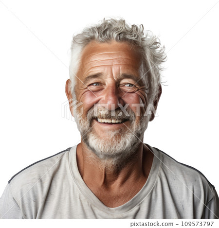 a happy older man smiling for the camera isolated. 109573797