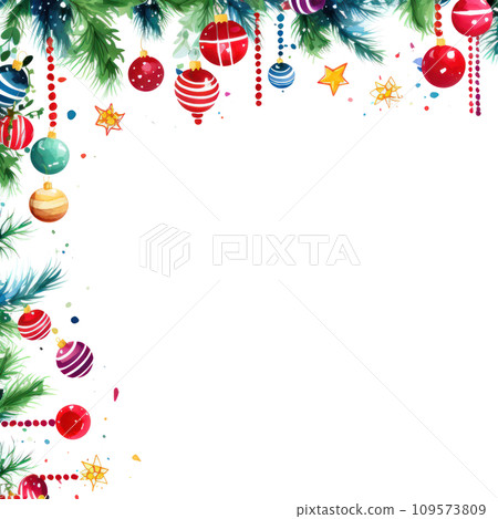watercolor christmas decoration border element isolated watercolor christmas decoration border element isolated 109573809
