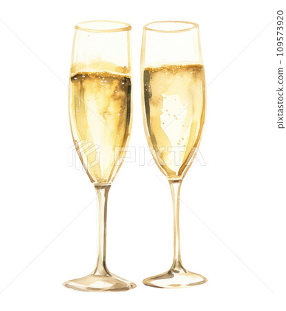 gold champagne flutes isolated gold champagne flutes isolated 109573920