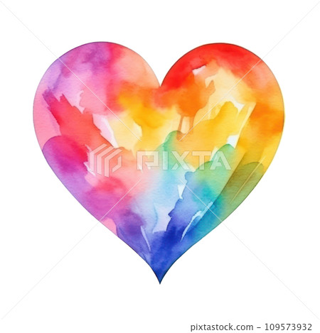 Rainbow colors watercolor heart isolated Rainbow colors watercolor heart isolated 109573932