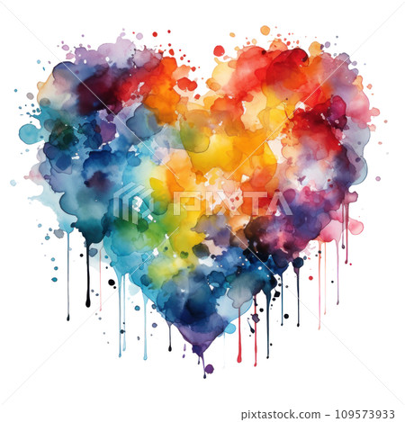 Rainbow colors watercolor heart isolated 109573933