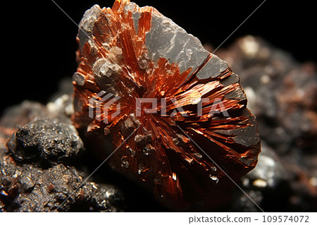 Xocolatlite is a rare precious natural stone on a black background. AI generated. 109574072